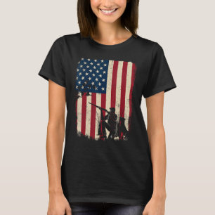 Duck Hunting Distressed Patriotic American Flag  H T-Shirt