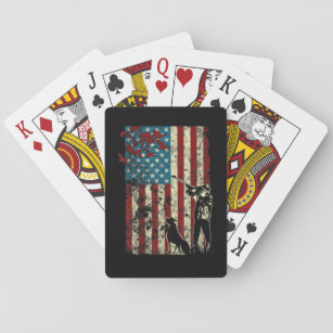 Duck Hunting Distressed Patriotic American Flag Playing Cards