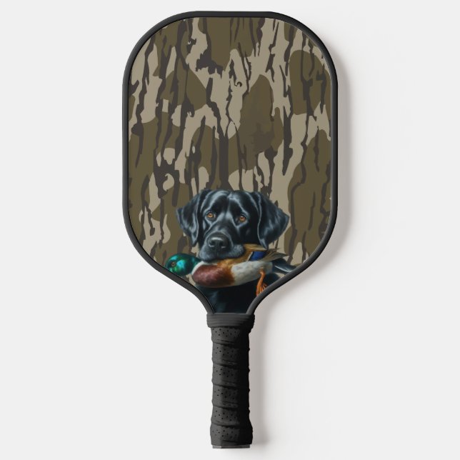 Duck Hunting Labrador Retriever Bottomland Camo Pickleball Paddle (Front)