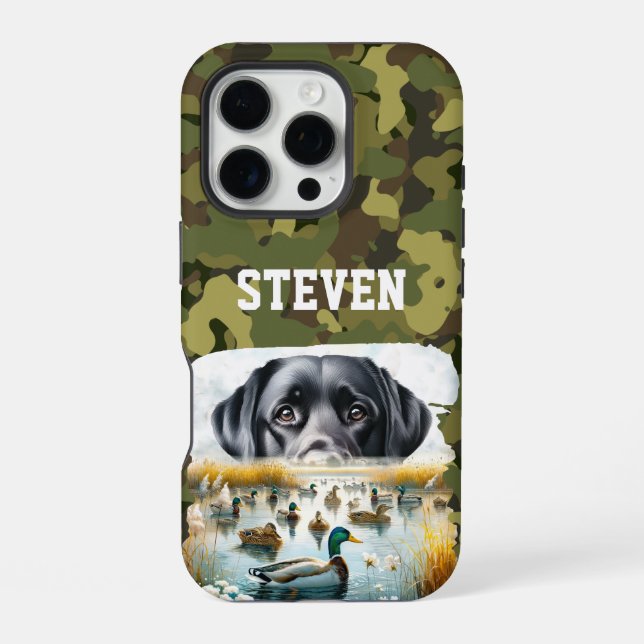 Duck Hunting Marsh Retreiver Dog Cool Name Camo iPhone Case (Back)