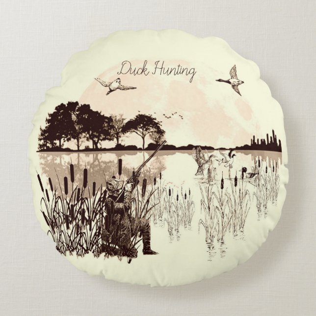 Duck Hunting   Round Pillow (Front)