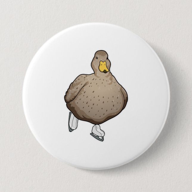 Duck Ice skating Ice skates 3 Inch Round Button (Front)
