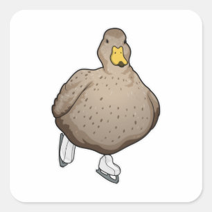 Duck Ice skating Ice skates Square Sticker