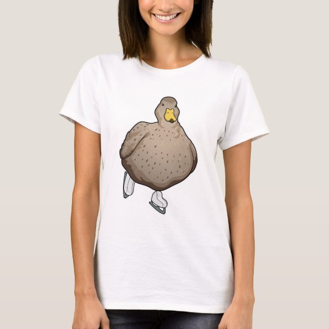 Duck Ice skating Ice skates T-Shirt (Front)