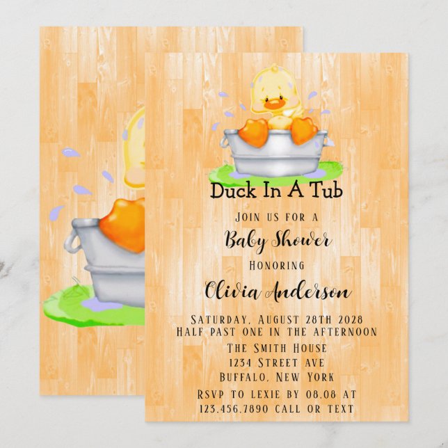 Duck in a Tub Any Child Baby Shower Invitation (Front/Back)
