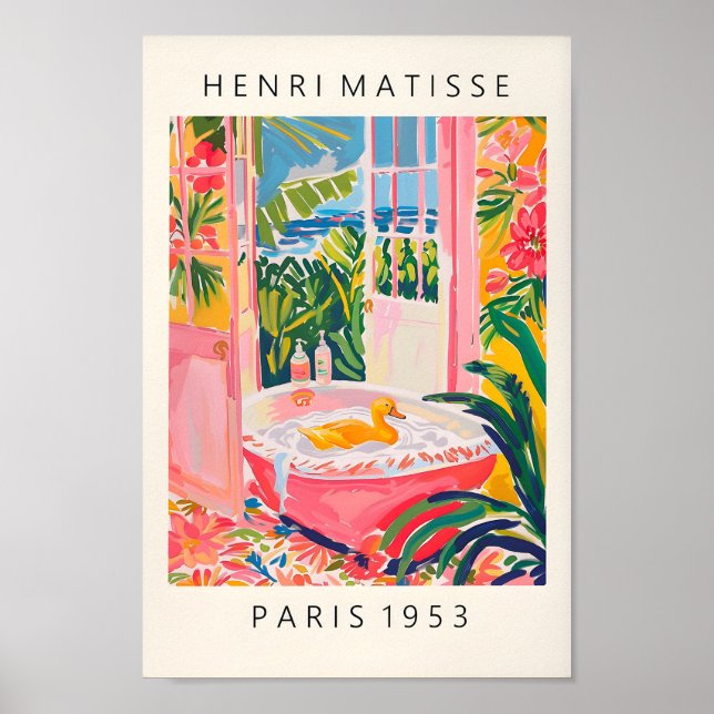 Duck In Bathtub Funny Poster, Bathroom Wall Art, P Poster (Front)