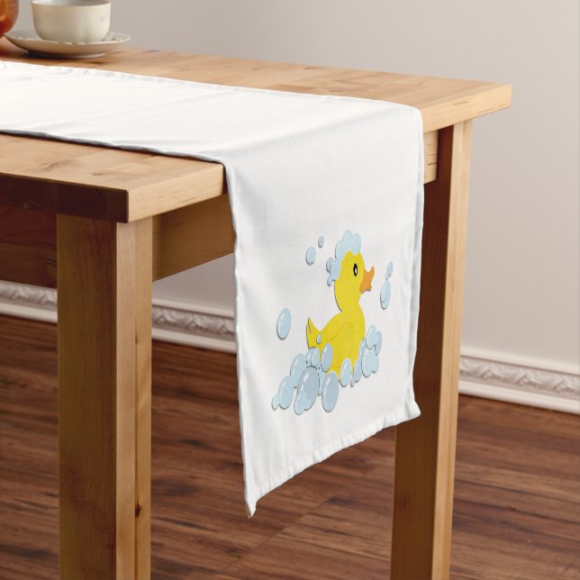 Duck in Bubbles Short Table Runner (In Situ)