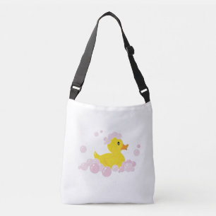 Duck in Pink Bubbles Crossbody Bag