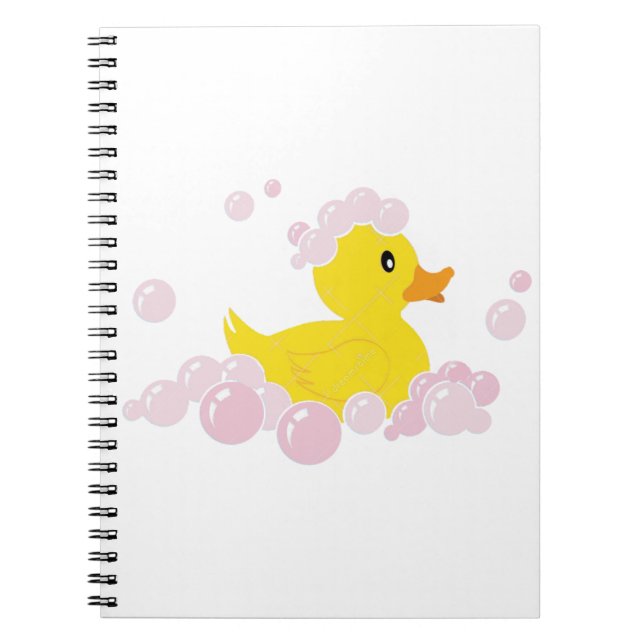 Duck in Pink Bubbles Notebook (Front)