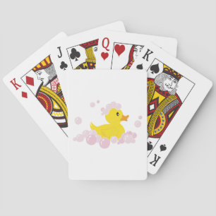 Duck in Pink Bubbles Playing Cards