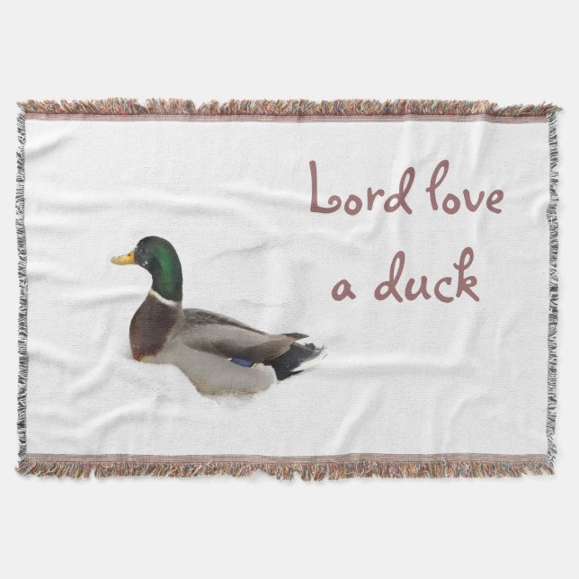 Duck in Snow Throw Blanket (Front)