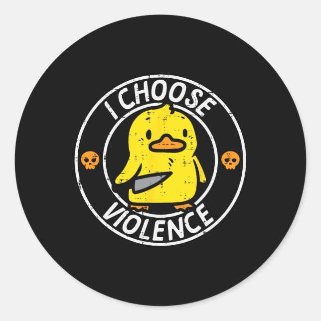 Duck Knife I Choose Funny Sarcasm Joke Humour Gag  Classic Round Sticker (Front)