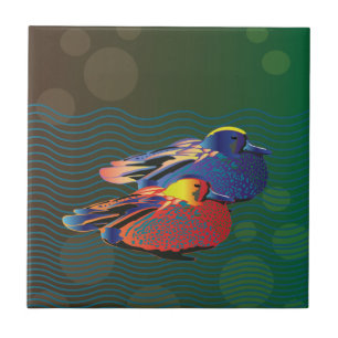 Duck-like birds couple tile