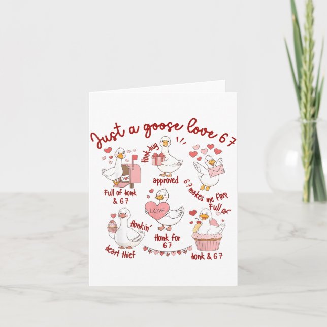 Duck Love 67 Goose Valentine Lover Funny Valentine Card (Front)