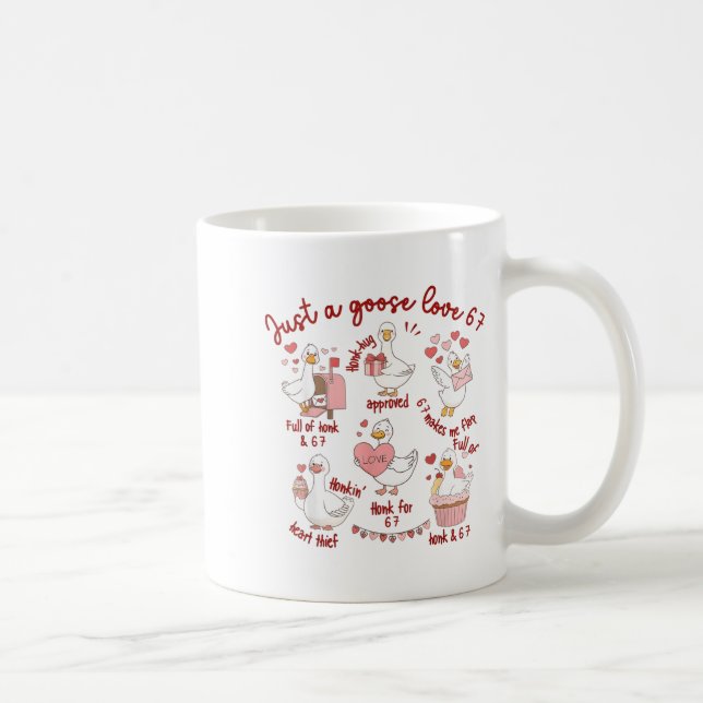 Duck Love 67 Goose Valentine Lover Funny Valentine Coffee Mug (Right)