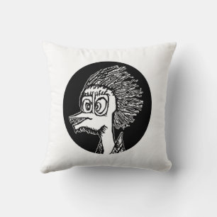 Duck man portrait sketchy drawing throw pillow