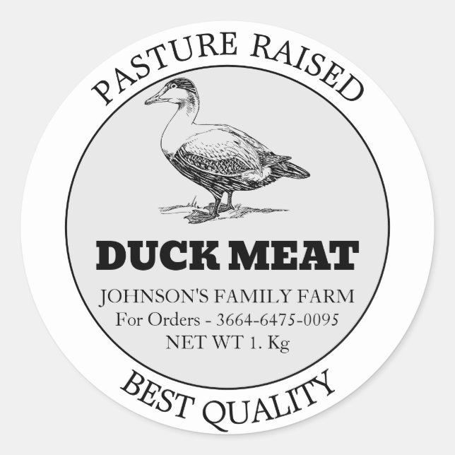 Duck Meat Custom Label Sticker (Front)
