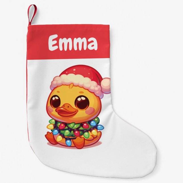Duck Merry Christmas Winter Animals Cute Ducks Small Christmas Stocking (Front)