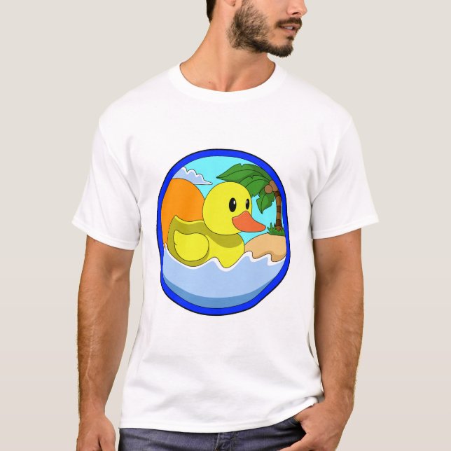 Duck on Beach with Palm trees.PNG T-Shirt (Front)
