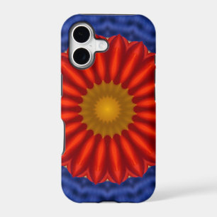Duck on blue with red kaleidoscope