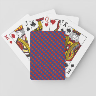 Duck on blue with red kaleidoscope playing cards