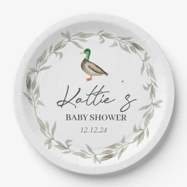 Duck paper plate, mallard plates. paper plate (Front)