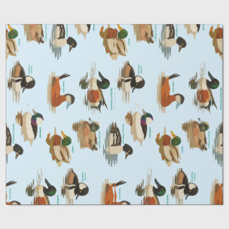 Duck Pattern on Blue Background Wrapping Paper