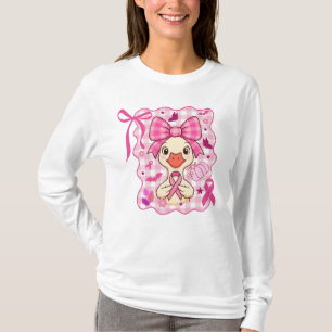 Duck Pink Ribbon Breast Cancer Awareness Stamp T-Shirt