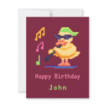 Duck Playing Music Pixel Art Flat Card