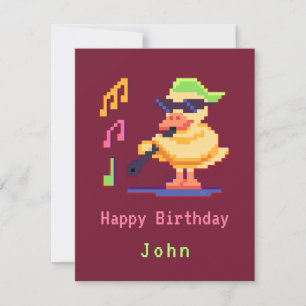 Duck Playing Music Pixel Art Flat Card