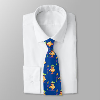 Duck Playing Music Pixel Art Tie
