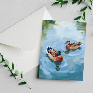 Duck Pond Watercolor Painting Card