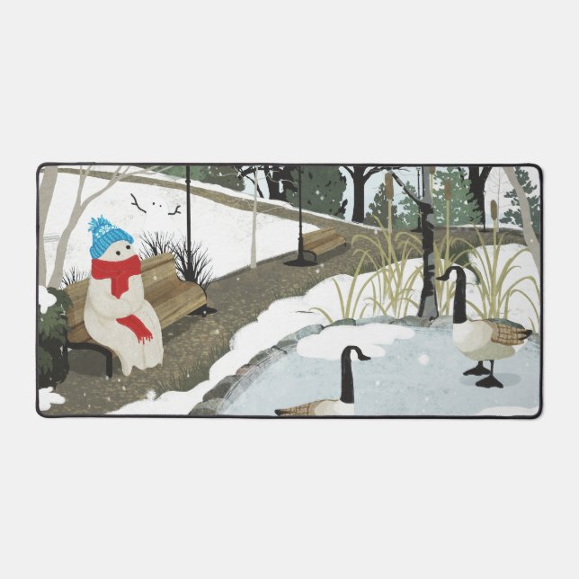 Duck Pond - Winter Desk Mat (Front)