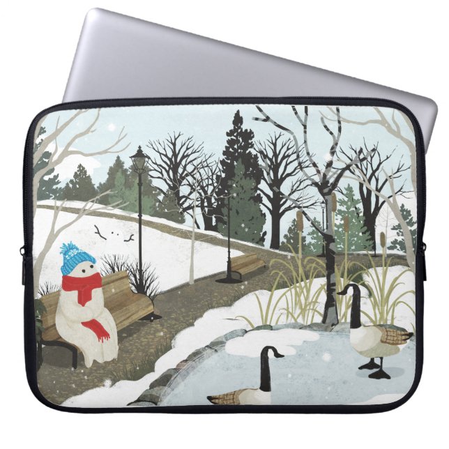Duck Pond - Winter Laptop Sleeve (Front)