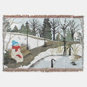 Duck Pond - Winter Throw Blanket