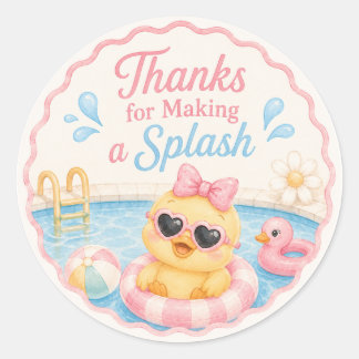 Duck Pool Party Thank You Stickers | Pink Summer