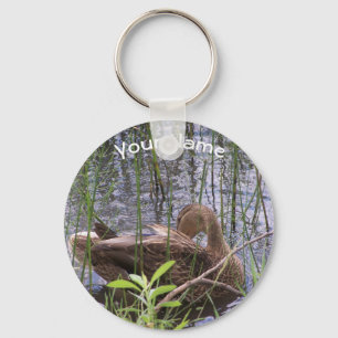 Duck Preening in the Reeds Keychain