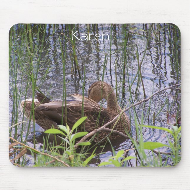 Duck Preening in the Reeds Mouse Pad (Front)
