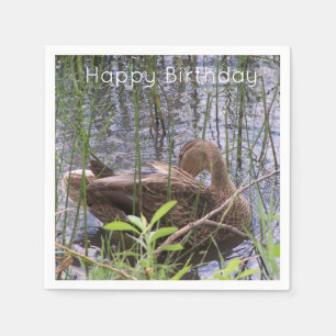 Duck Preening in the Reeds Napkin