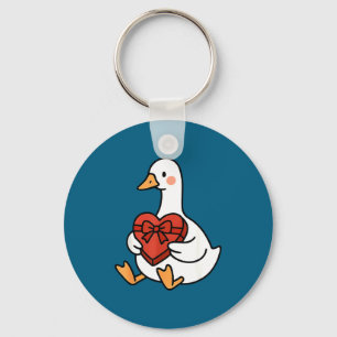 Duck Preppy Silly Just Goose Valentine Love Meme Keychain