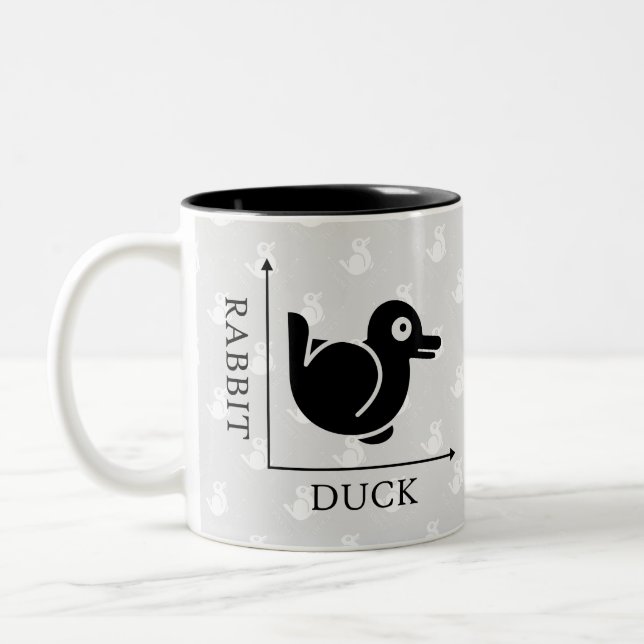 Duck Rabbit Illusion Two-Tone Coffee Mug (Left)