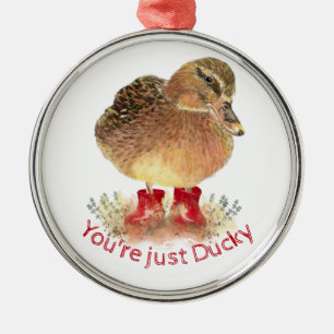  Duck Red Rubber Boots You're just Ducky Metal Ornament