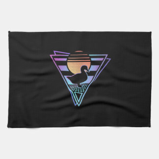 Duck Retro 80s EDM Synthwave Gift T-Shirt Kitchen Towel