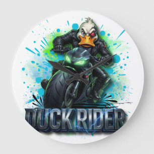Duck Rider 3D Cyber Duck Motorcycle T-Shirt Large Clock