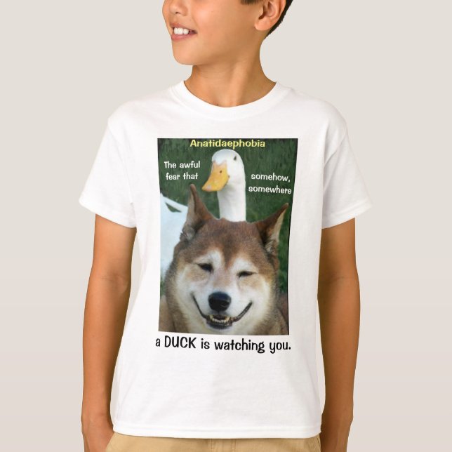 Duck Shiba Inu Dog Anatidaephobia Photo Funny Doge T-Shirt (Front)