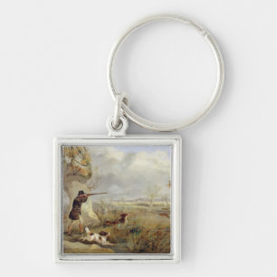 Duck Shooting (oil on canvas) Keychain