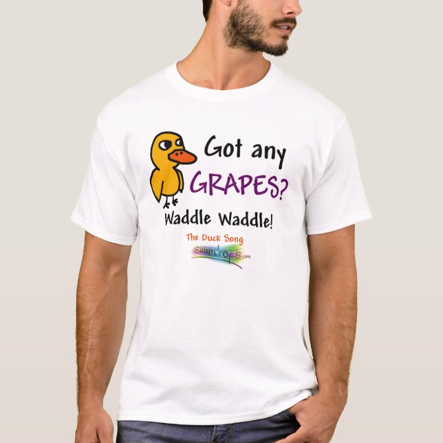 Duck Song t shirt 2: black&purple ink. (Front)
