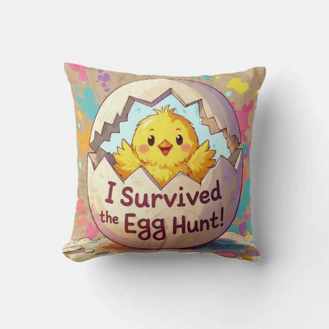 Duck Survived The Easter Egg Hunt Throw Pillow (Front)