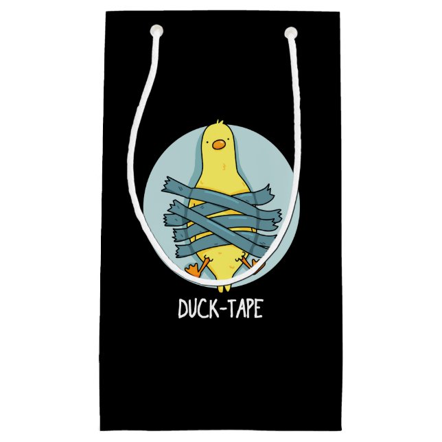 Duck Tape Funny Duct Tape Pun Dark BG Small Gift Bag (Front)