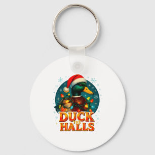 Duck The Halls Funny Christmas Lights Hunting Seas Keychain